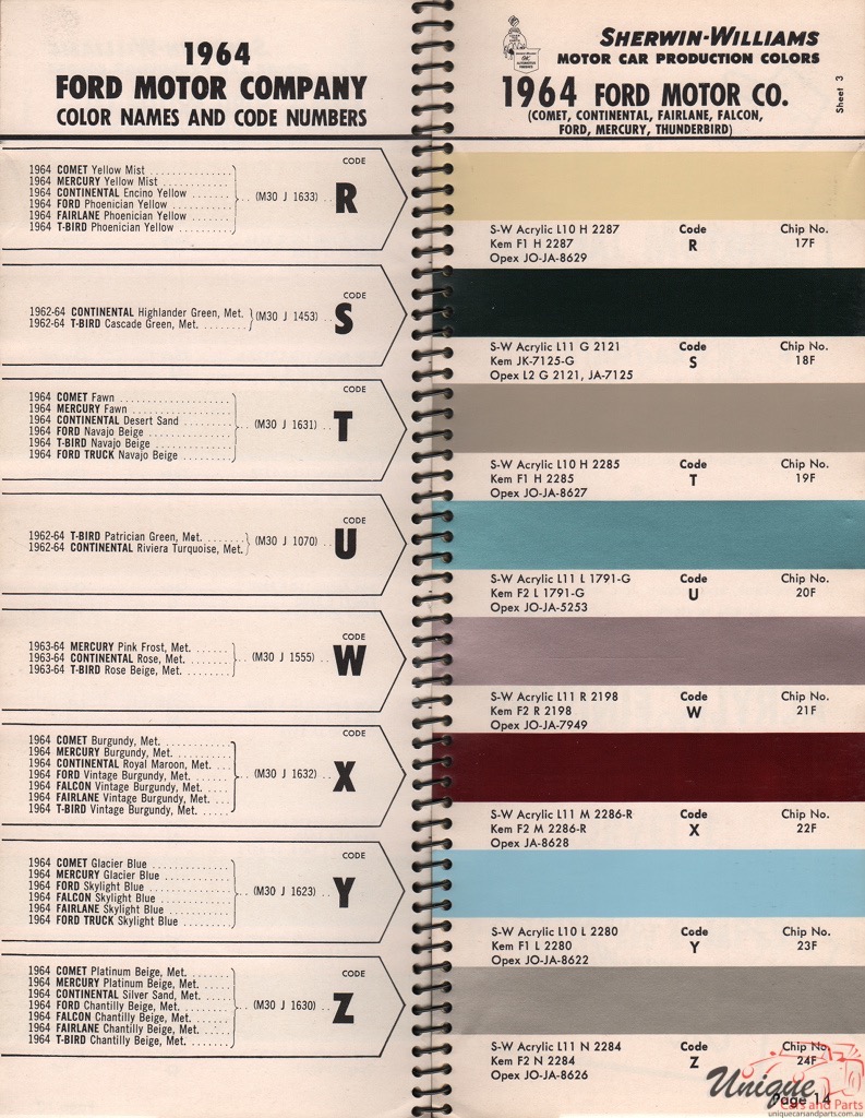 1964 Ford Paint Charts Williams 3